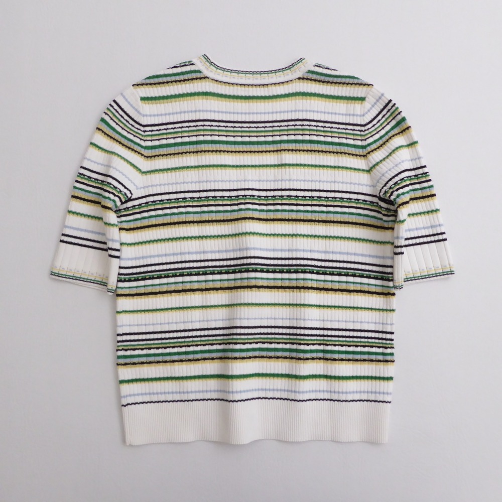 Veronica Beard Womens Varia Cardigan White Multi Metallic Stripe Ribbed Knit XS - Picture 5 of 11
